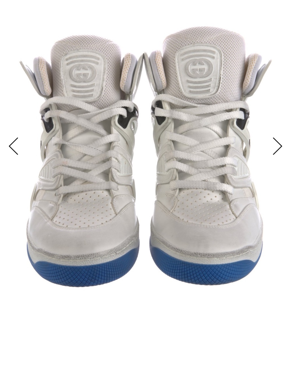 Gucci White and Blue High-Top Sneakers